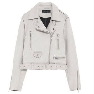 Zara Suede Cropped Moto Jacket